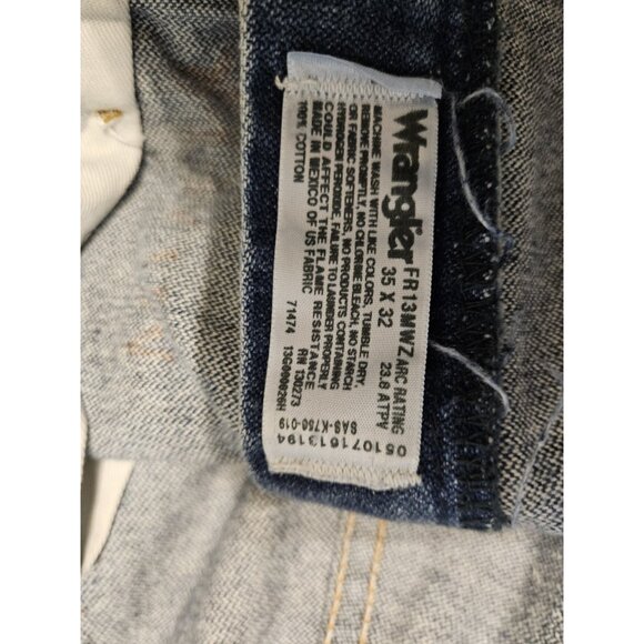 Wrangler FR Flame Resistant Mens Blue Jeans 35x32 CAT 2 Riggs Workwear - Picture 10 of 10